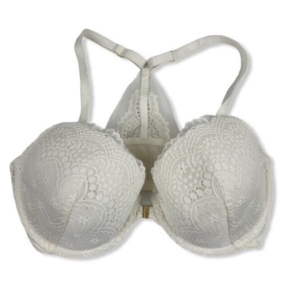 Auden Womens Demi Coverage Lightly Lined Racerback Bra 34DD White Lace - Picture 1 of 7